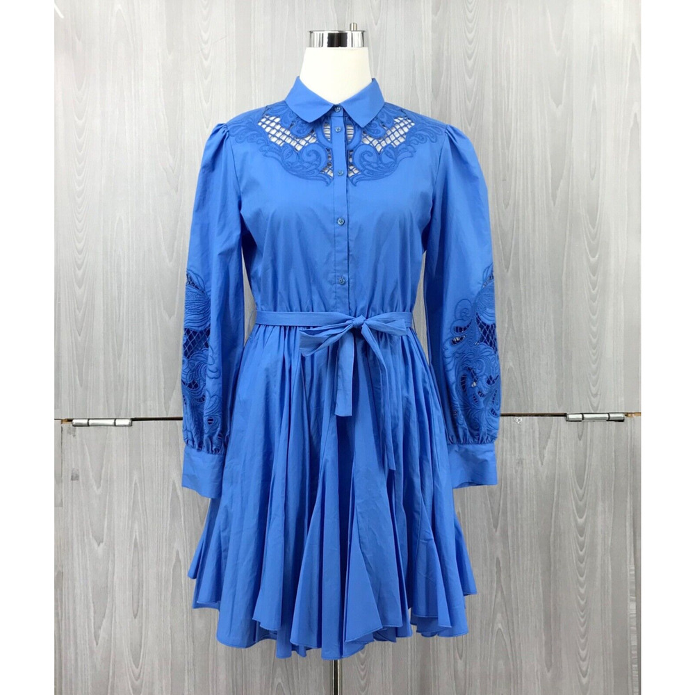 Maje Royal Blue Embroidered Mini Dress